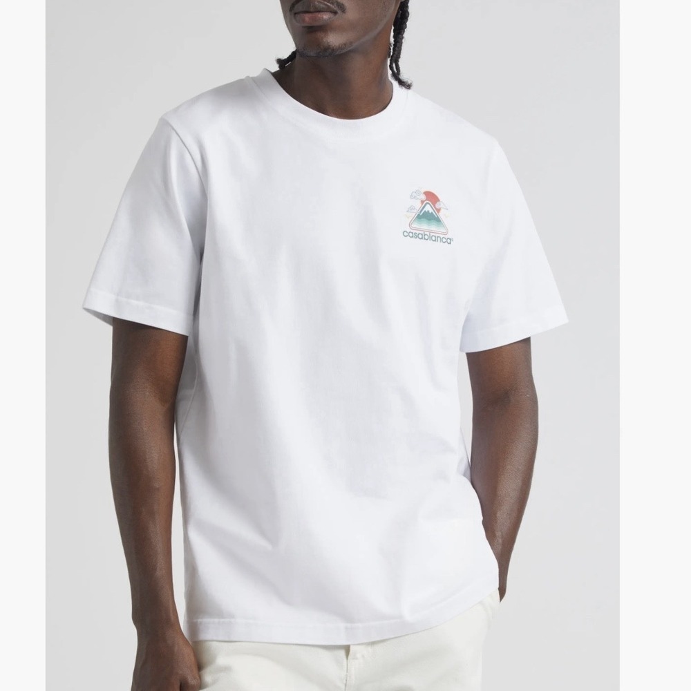 Casablanca White Multi Color Graphic Montagne Ondulee T-Shirt Men's Size X-Large